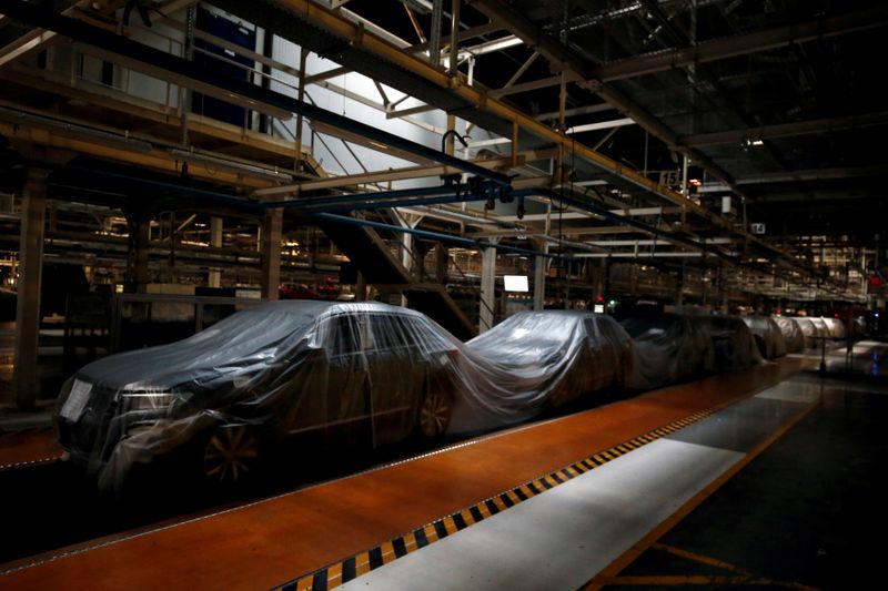 FILE PHOTO: An empty assembly line is pictured at Autoeuropa