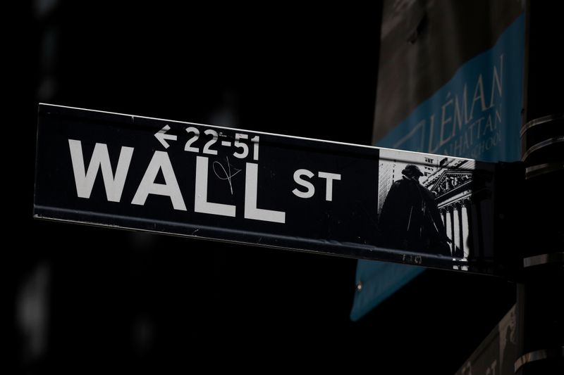 A Wall St. street sign is seen near the NYSE