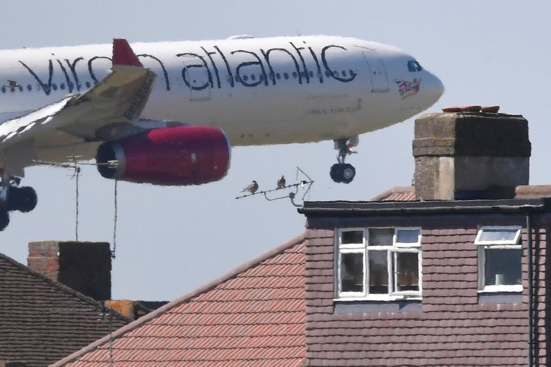 A Virgin Atlantic Airbus comes in to land at Heathrow