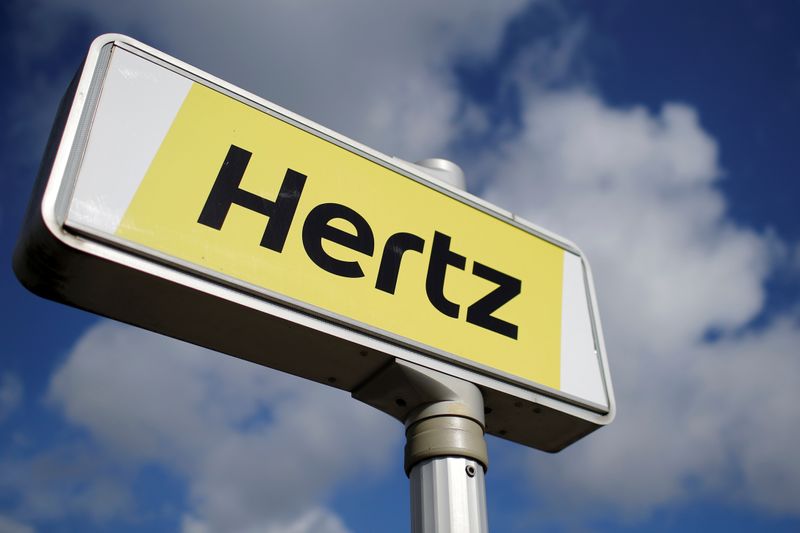 The logo of the American car rental company Hertz is
