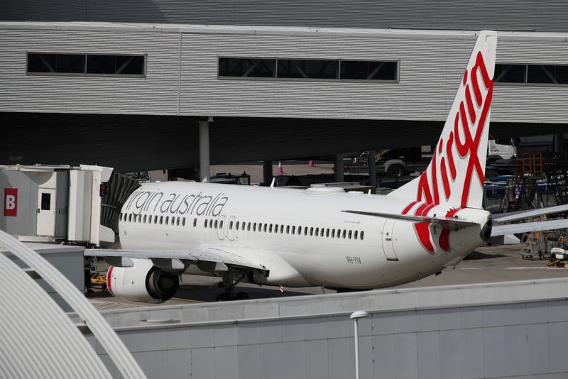 A Virgin Australia plane at Kingsford Smith International Airport after