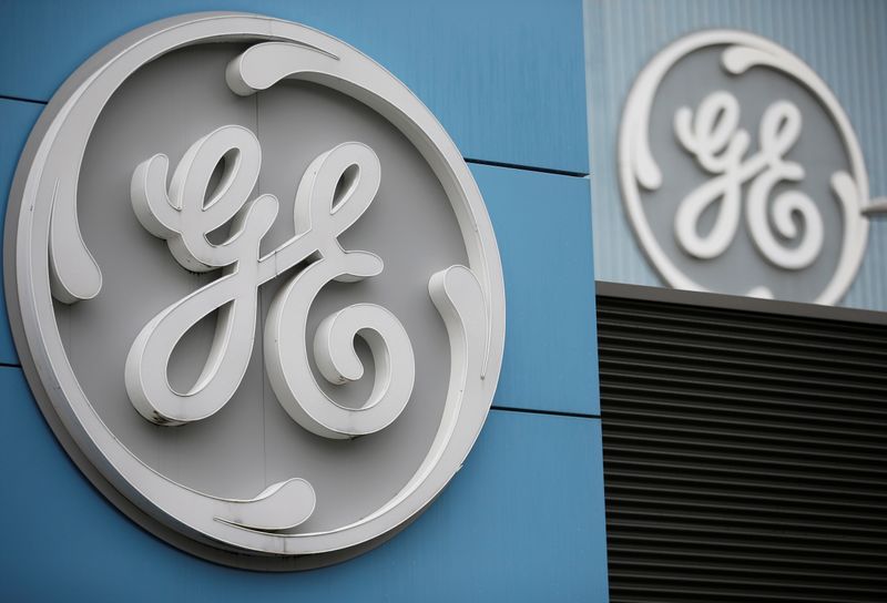 The logo of U.S. conglomerate General Electric is seen on