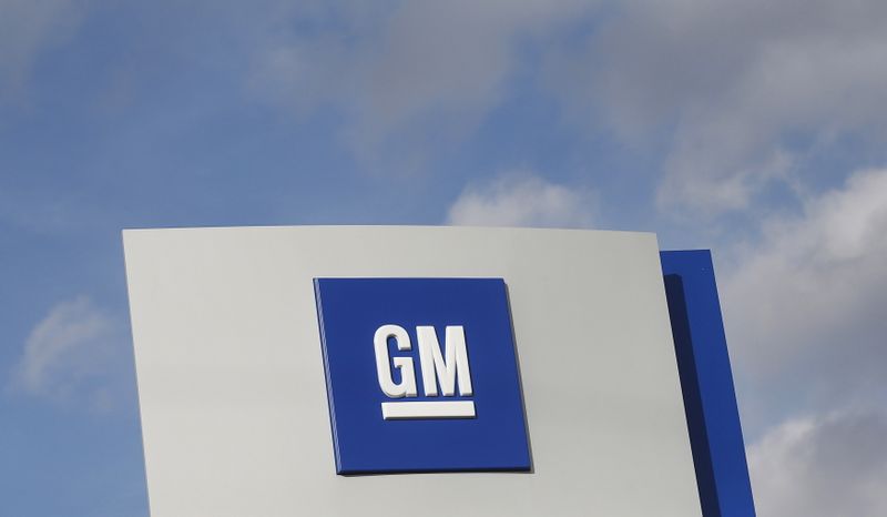 The GM logo is seen at the General Motors Warren