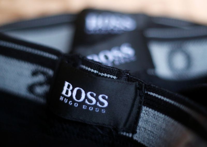 FILE PHOTO: The logo of German fashion house Hugo Boss