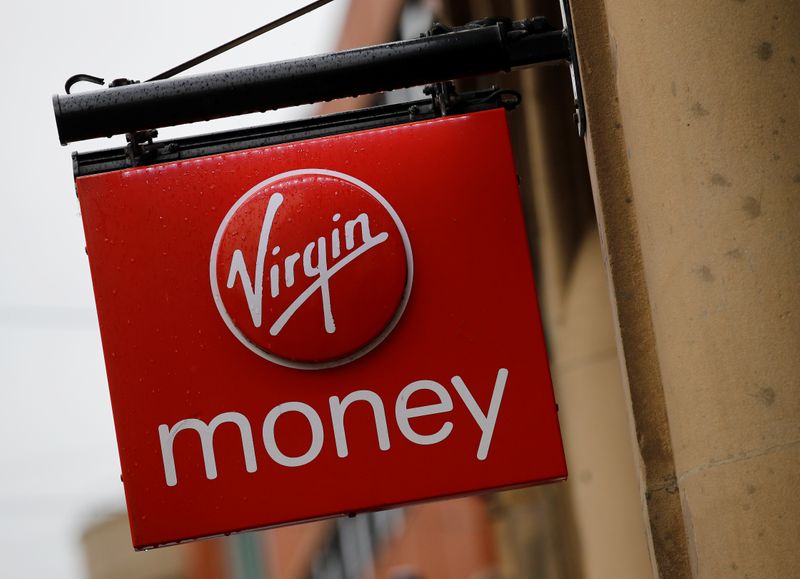 Signage is seen outside a branch of Virgin Money in