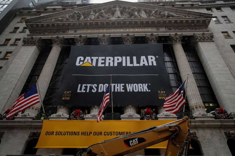 FILE PHOTO: A banner for Caterpillar Inc. hangs on the
