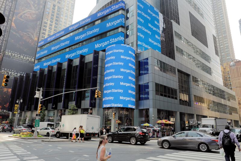 FILE PHOTO: A sign is displayed on the Morgan Stanley
