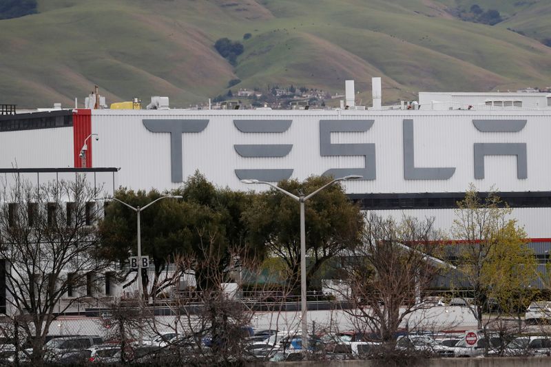 The view of Tesla Inc’s U.S. vehicle factory in Freemont,