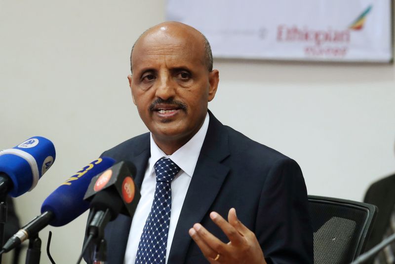 FILE PHOTO: Ethiopian Airlines CEO Tewolde Gebremariam speaks during a