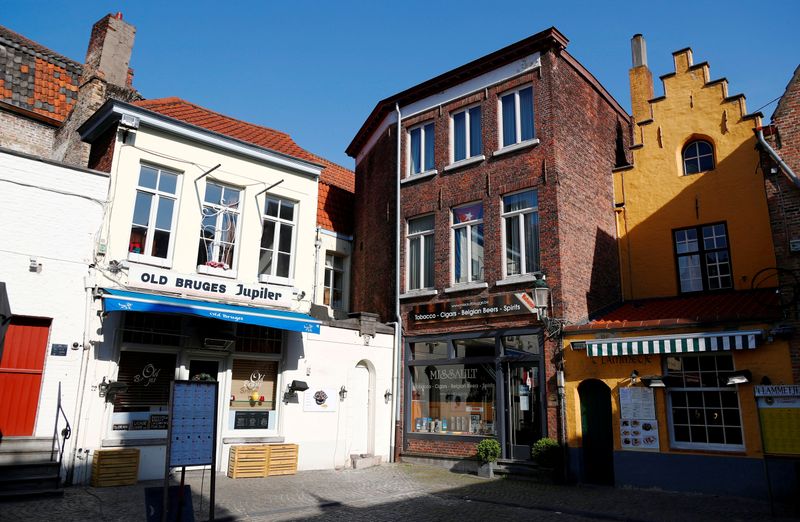 FILE PHOTO: Closed restaurants are seen in Bruges amid coronavirus
