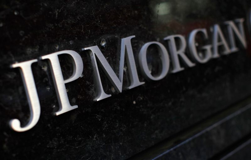 JP Morgan Chase & Co sign outside headquarters in New