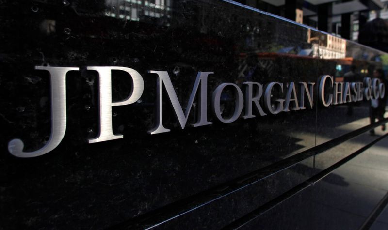 FILE PHOTO:  JP Morgan Chase & Co sign outside