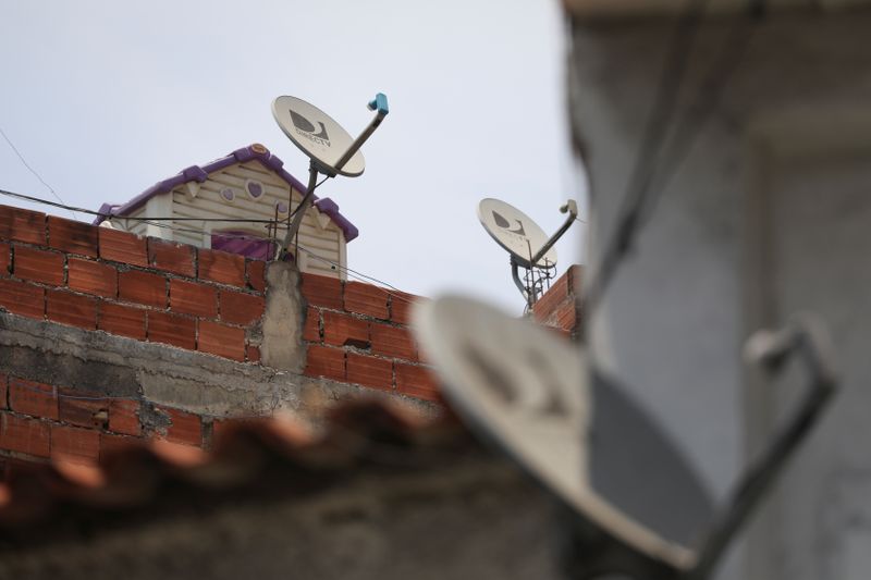 Antennas of satellite tv company Directv are seen in the