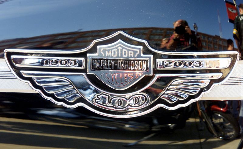 FILE PHOTO: The commemorative nameplate on a special edition Harley-Davidson
