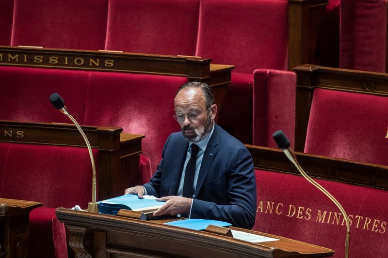French Prime Minister Edouard Philippe attends a parliamentary session in