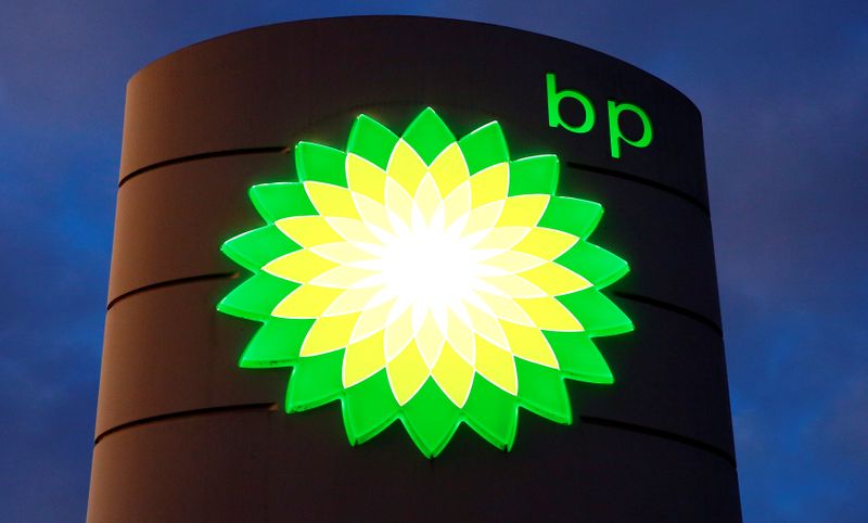 FILE PHOTO: Logo of BP is seen at a petrol