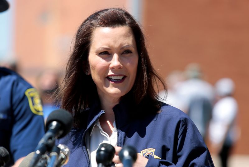 Michigan Governor Gretchen Whitmer addresses the media about the flooding