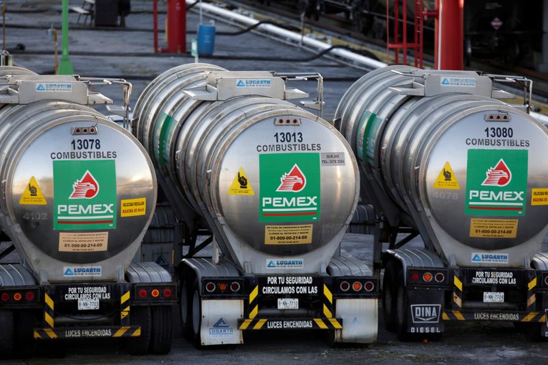 Tanker trucks of Mexico state oil firm Pemex’s are seen