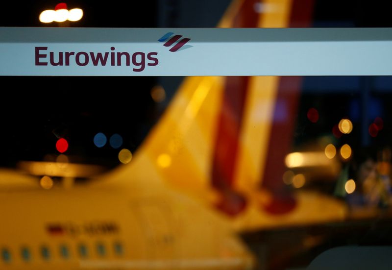 Logo of Eurowings is pictured at the Cologne-Bonn airport during