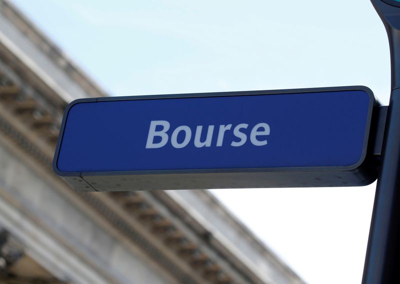 FILE PHOTO: The word Bourse is seen on a sign