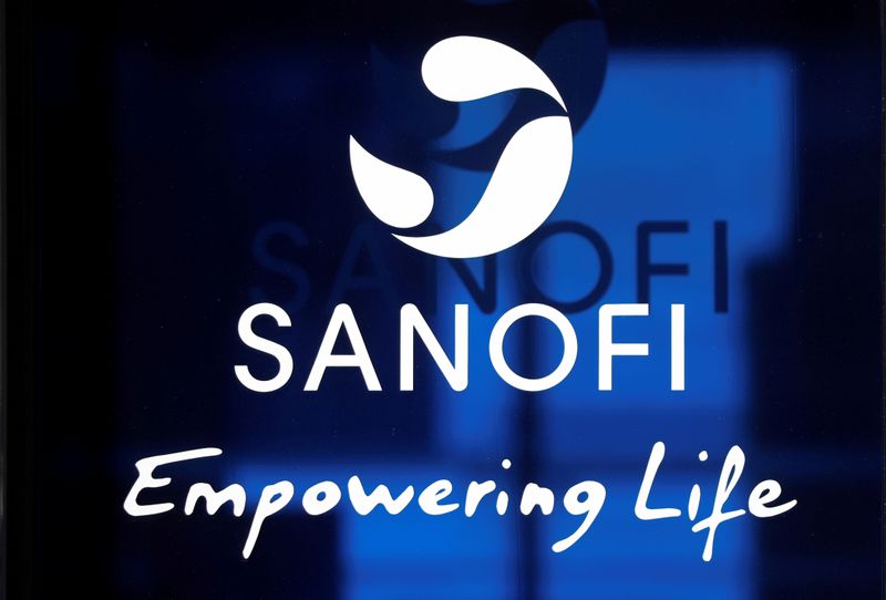 FILE PHOTO: Sanofi logo is seen in Paris