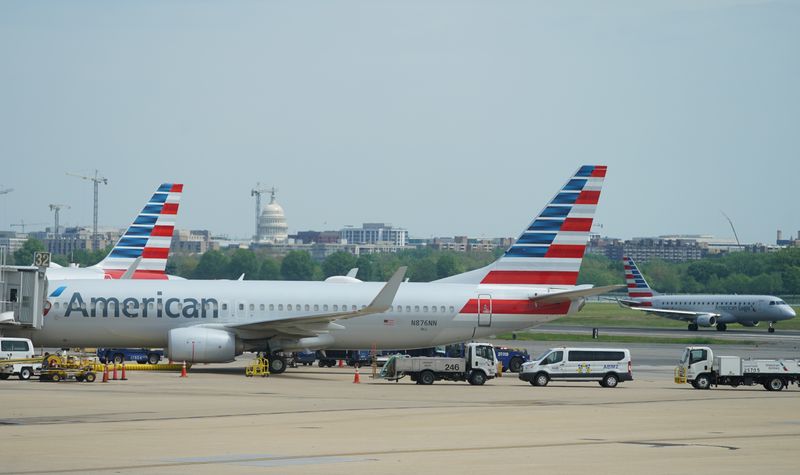 Boeing 737 jet sits at a gate at Washington’s Reagan