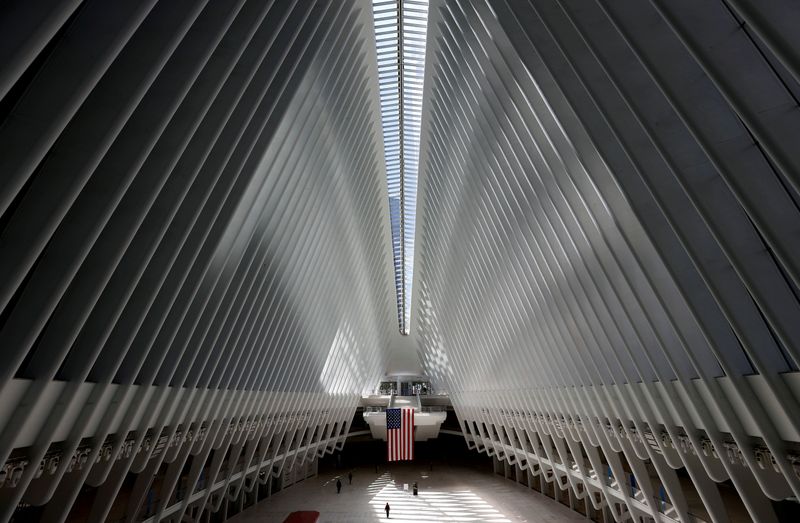FILE PHOTO: Nearly empty Oculus transportation hub during outbreak of