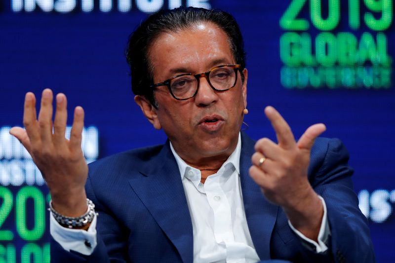 Rajeev Misra CEO, SoftBank Investment Advisers speaks during the Milken