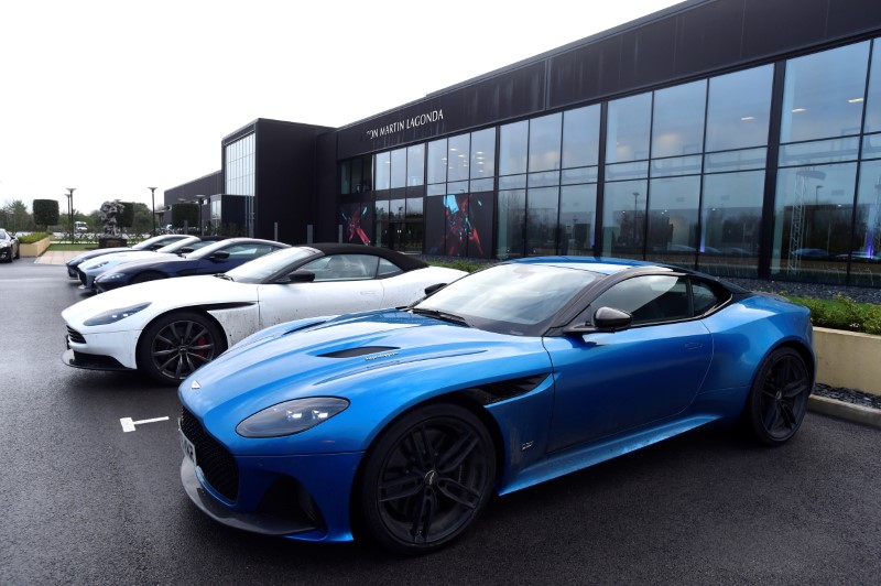Aston Martin Lagonda cars parked outside the new factory at