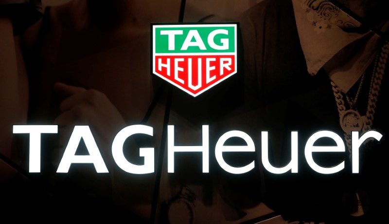 Logo of Swiss watch manufacturer TAG Heuer is seen at