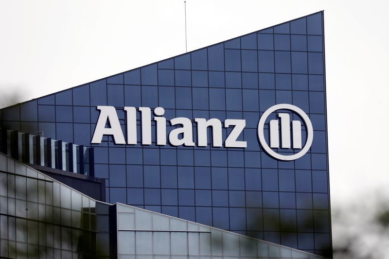 The logo of insurer Allianz SE is seen on the