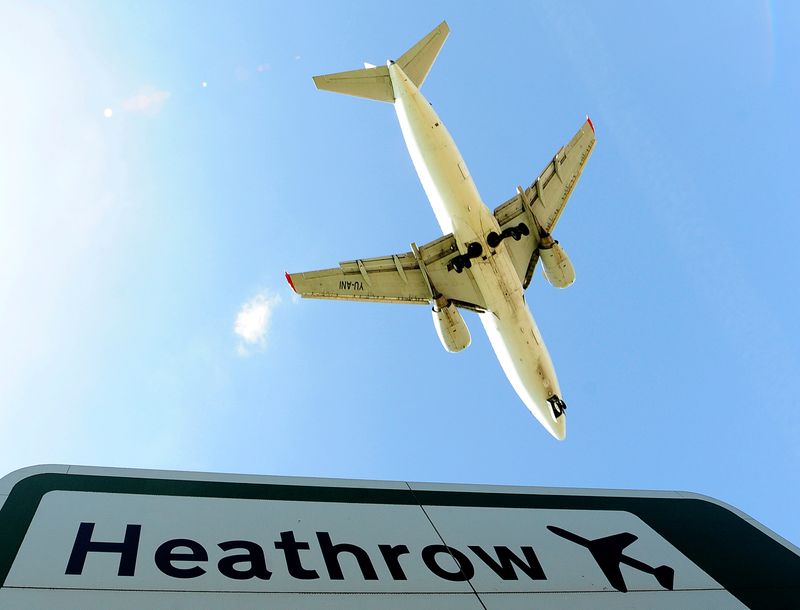 FILE PHOTO: An aircraft comes in to land at Heathrow