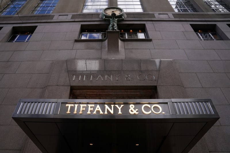 FILE PHOTO: A Tiffany & Co logo is seen outside
