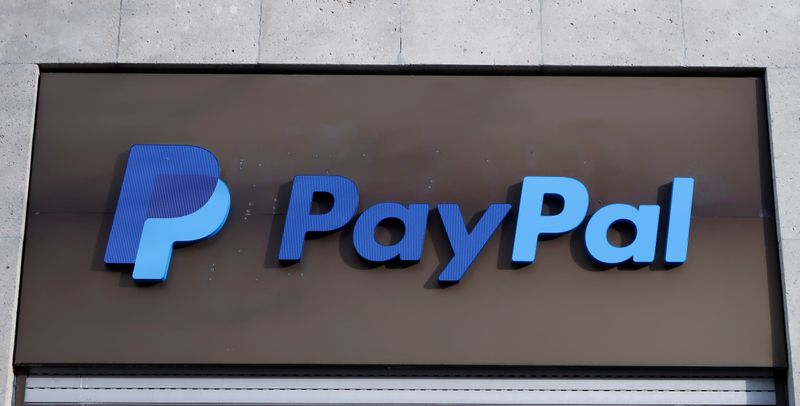 The PayPal logo is seen at an office building in