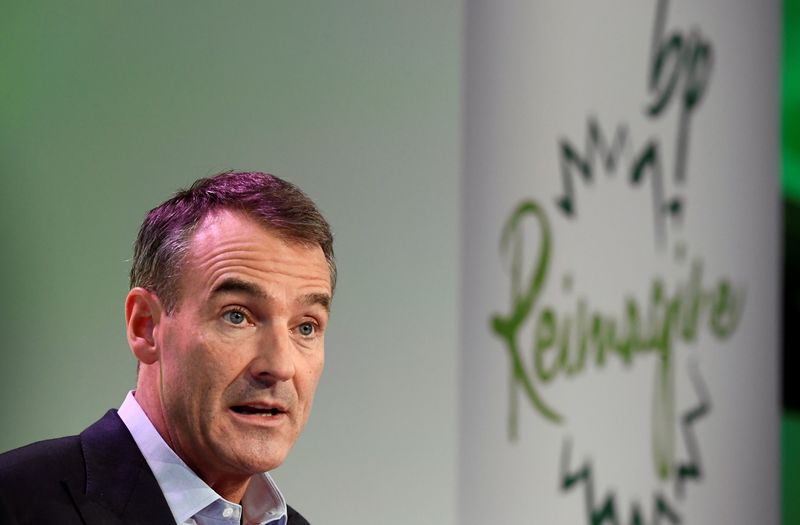 BP’s new Chief Executive Bernard Looney gives a speech in