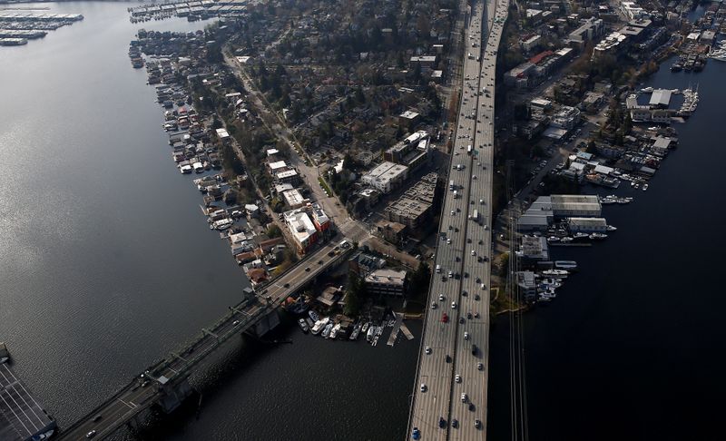 FILE PHOTO: An aerial photo shows the Ship Canal Bridge