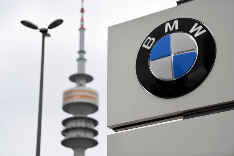 The logo of German car manufacturer BMW is seen at