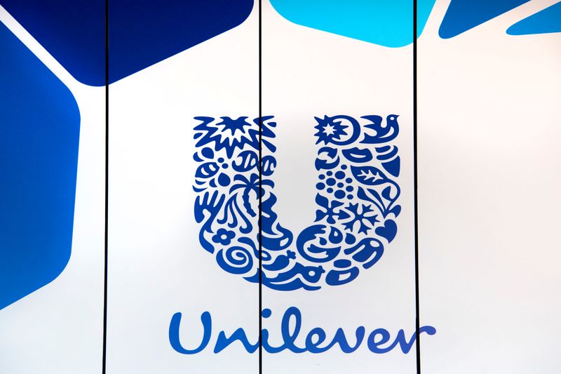 The logo of Unilever is seen at the headquarters in
