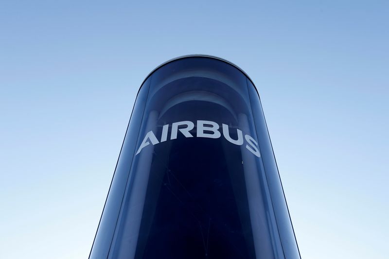 FILE PHOTO: The Airbus logo is pictured at Airbus headquarters