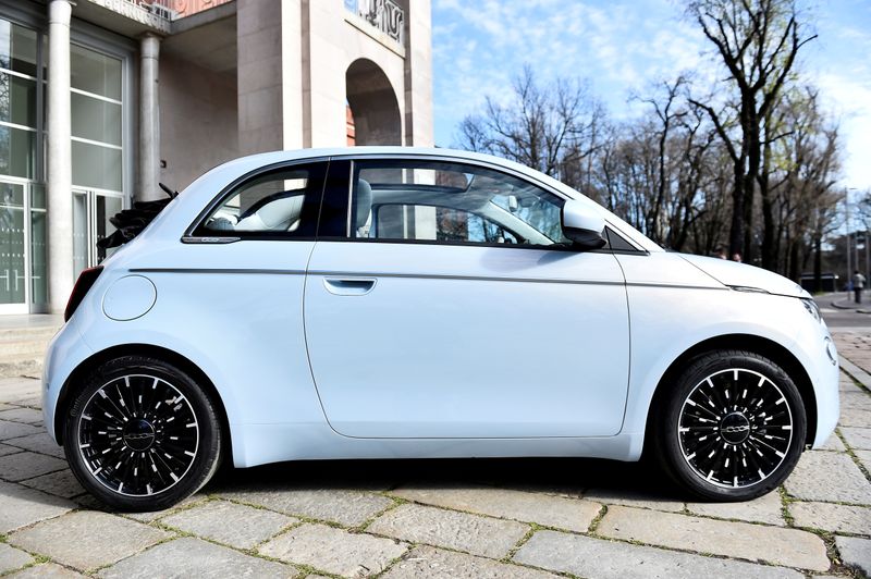 FILE PHOTO: A new Fiat 500 electric car is unveil