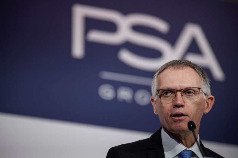 Carlos Tavares, chief executive officer of PSA Group, speaks during