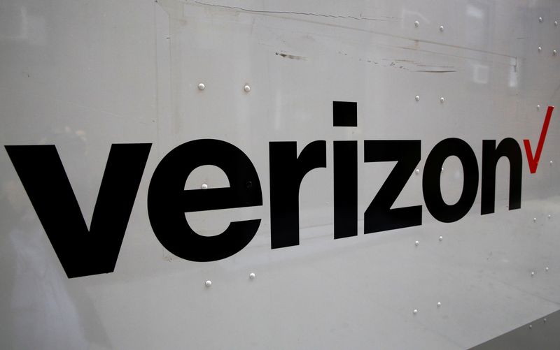 FILE PHOTO: The Verizon logo is seen on the side