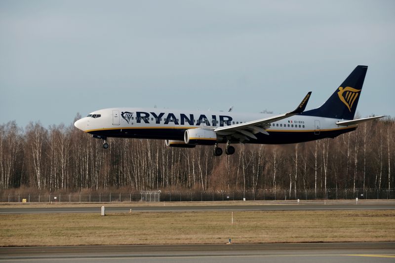 Ryanair Boeing 737-8AS plane EI-EKG lands in Riga International Airport