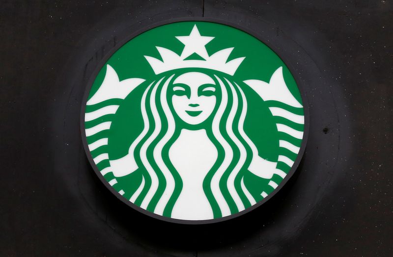 A Starbucks store sign is shown during the coronavirus disease