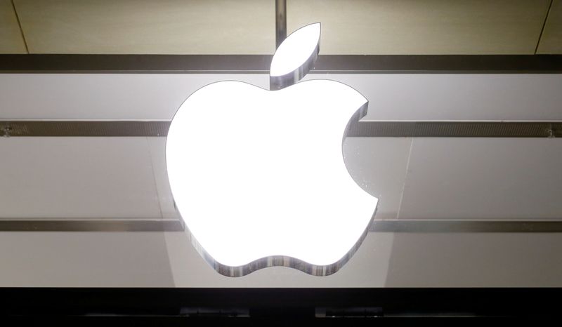 FILE PHOTO: Logo of U.S. technology company Apple is seen