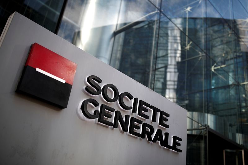 FILE PHOTO: The logo of Societe Generale is seen on