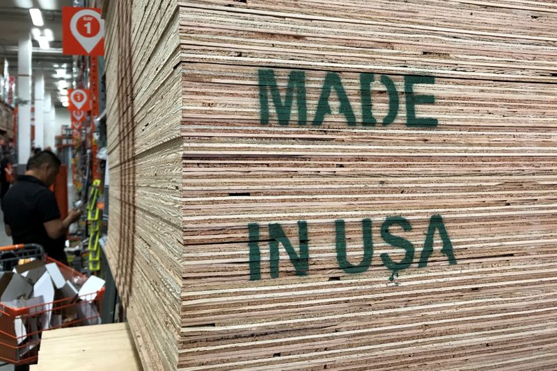 U.S. made plywood is shown for sale in Los Angeles