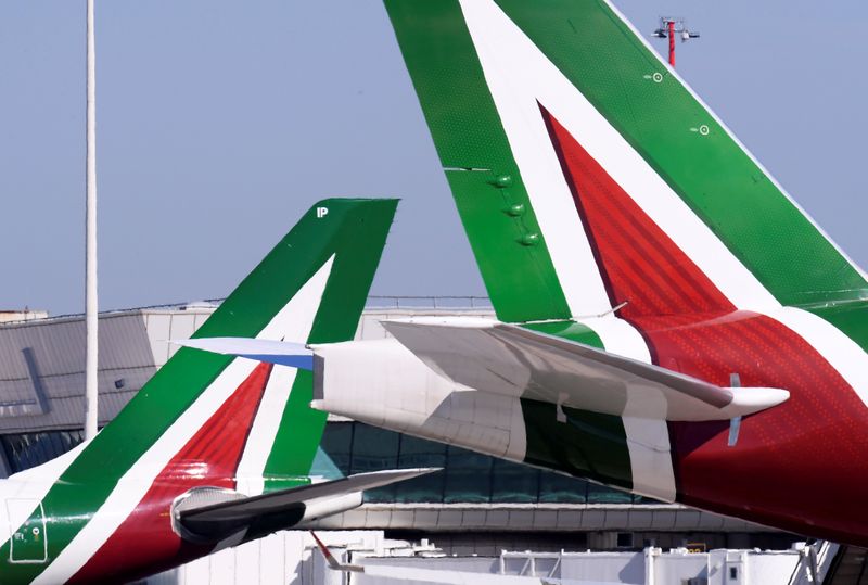 FILE PHOTO: Alitalia planes at Leonardo da Vinci-Fiumicino Airport in