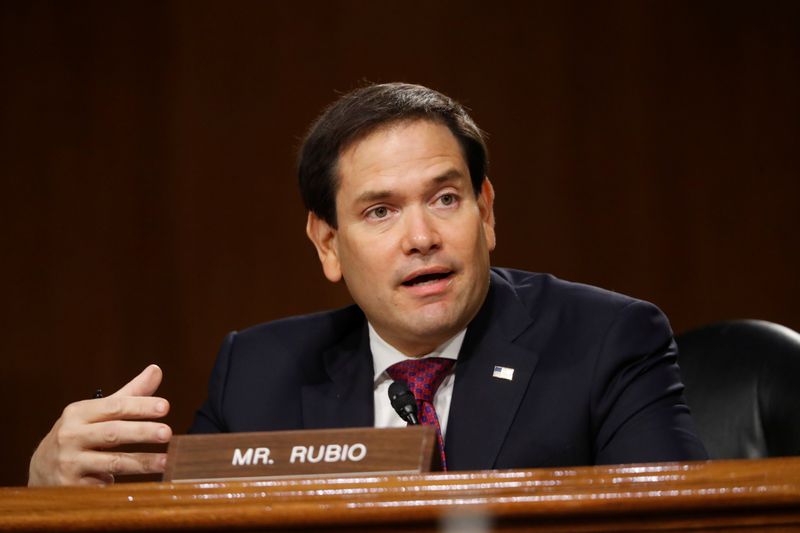 U.S. Sen. Marco Rubio speaks during a Senate Intelligence Committee