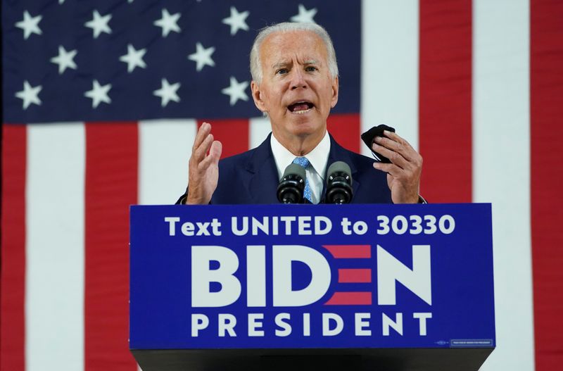 FILE PHOTO: Democratic U.S. presidential candidate Biden speaks at campaign